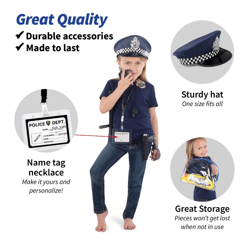 WizKidz Police Toys Set with Police Baton Handcuffs Toy Gun Police Hat for Kids Role Play Dress Up Pretend Play Accessories Gift