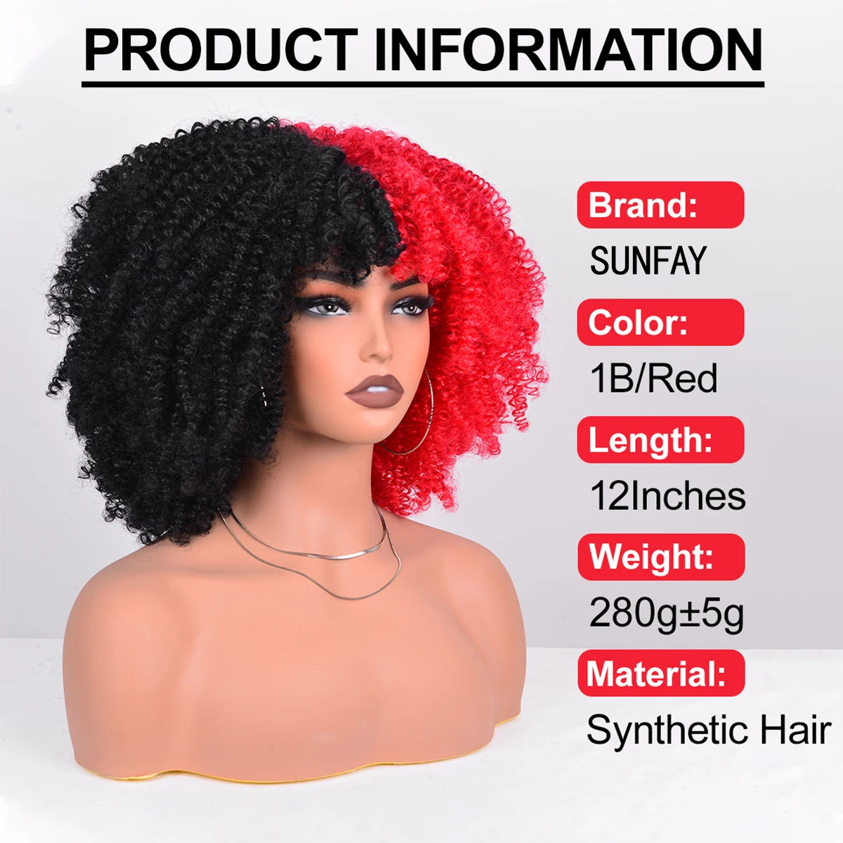 Half Black Half White Wig Cosplay Wigs Synthetic Short Afro Kinky Curly Wigs With Bangs For Women Heat Resistant Natural Hair