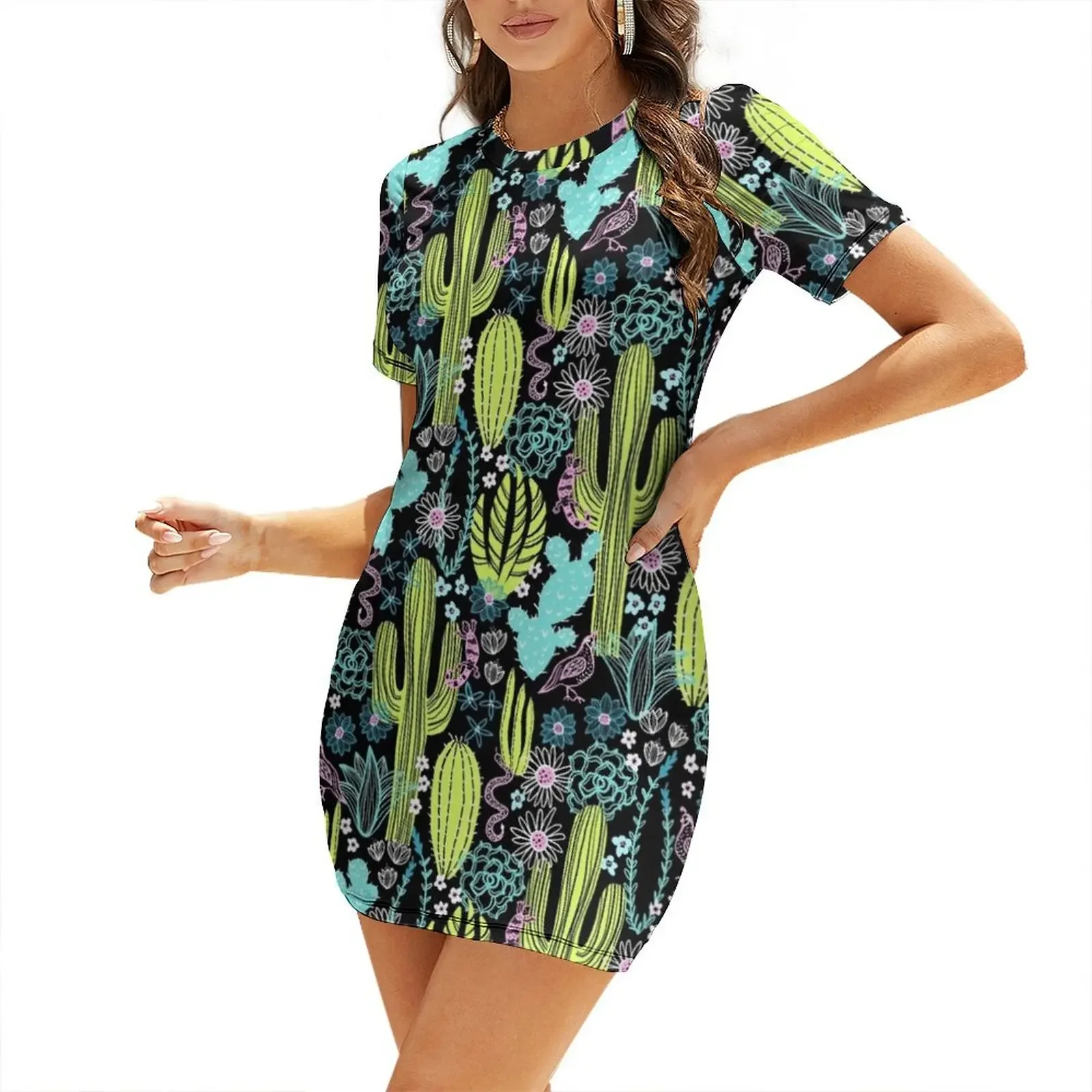 

Sonoran Landscape Short-Sleeved Dress Aesthetic clothing birthday dress for women Women's clothing Women's summer dress