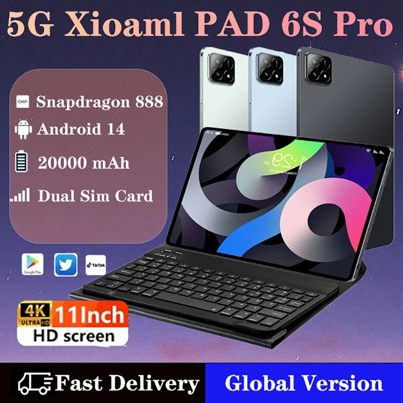 2024 Globale Version Xiaomi Pad 6S Pro Tablet PC 11 Zoll HD 4K Android 14 16 GB+1T 20000 mAh GPS 5G Dual SIM Bluetooth WiFi Tablets