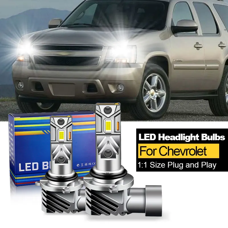 2PCS CANbus For Chevrolet Tahoe Suburban 1500 2007 2008-2014 LED Headlights 9005 HB3 H11 H9 High Low Beam Bulbs 20000LM White