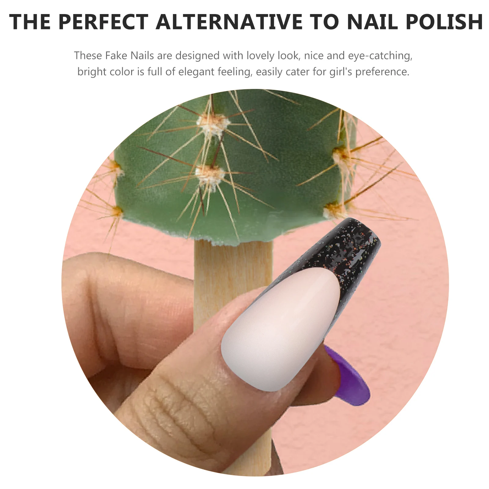 

1 set 1 Set Press On Nails Shiny Fake Nails Full Cover False Nail Art Decorations Removable Manicure Kit For Women Girls With