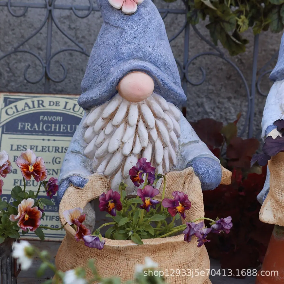 ins elf Gandalf hand holding cloth bag flower pot courtyard balcony garden decoration magnesium oxide ornament crafts