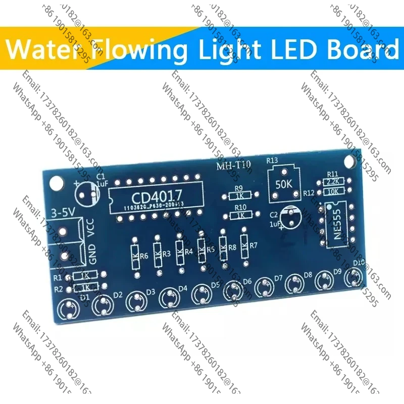 Наборы умной электроники NE555 + CD4017 Световой струящийся свет воды Светодиодный модуль DIY Kit