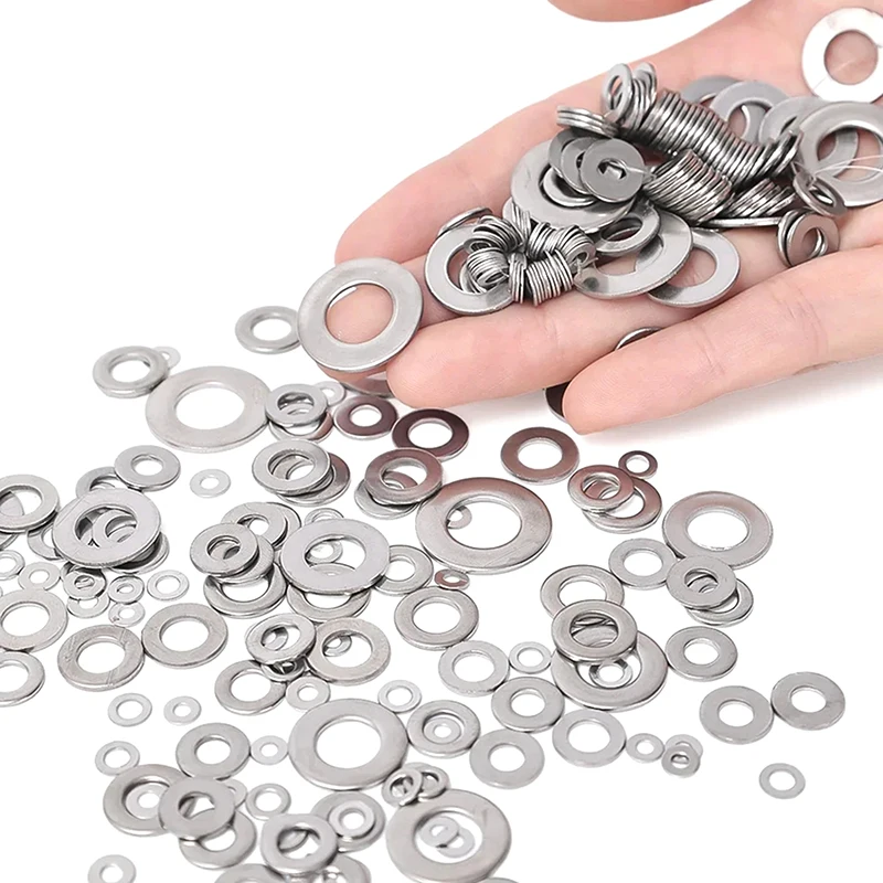 180 pz rondelle in acciaio inox O-Ring elementi di fissaggio Set di guarnizioni assortimento kit M2 M2.5 M3 M4 M5 M6 M8 M10 rondella piatta occhielli