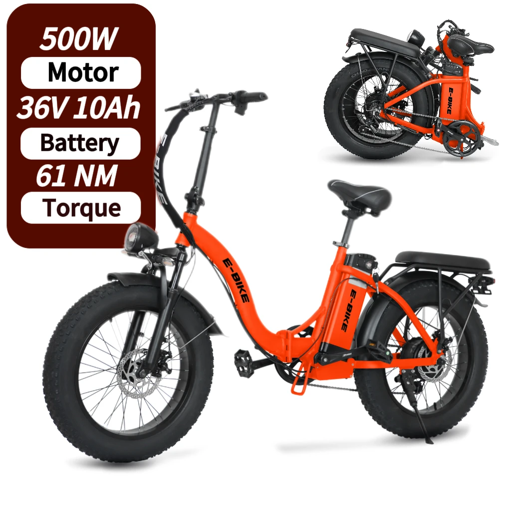 

500W 1000W 36V Foldable Ebike Mtb Electric Bike Motor Ebike 20 Inch Fat Tire Folding Electric Bike