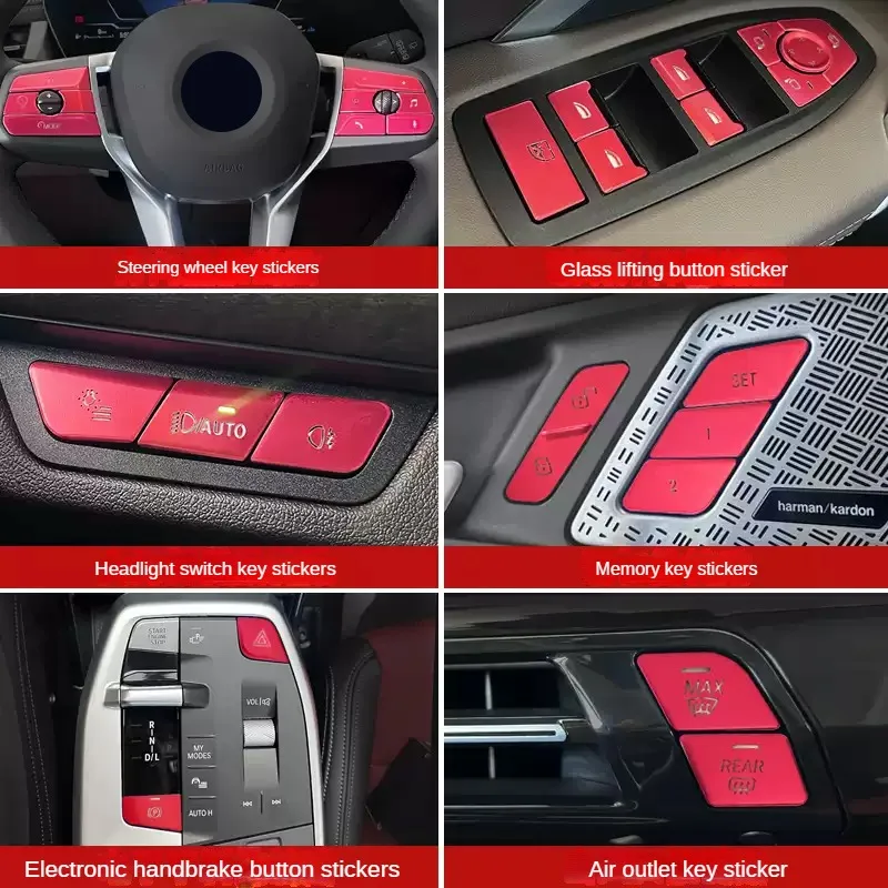 For BMW X1/iX1/X2 2023-2026 Aluminum Alloy Car Centre Gear Lever Air Vent Sticker Steering Wheel Trim Window Lift Memory Button