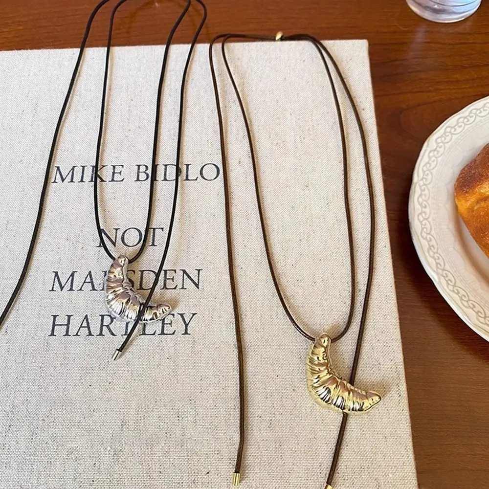 الكورية نمط الكرواسون قلادة قلادة الأقلية تصميم الخبز حبل سلسلة قلادة سحر مجوهرات اكسسوارات سلسلة سترة طويلة #2