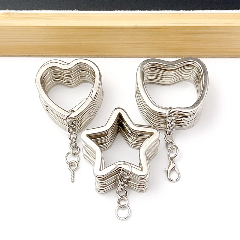 6 Teile/los Herz Stern Form Schlüssel Ring Kette Runde Flache Draht Offenen Ring Metall Schlüssel Ring DIY Auto Schlüssel Spielzeug Anhänger, der Kette Großhandel – Detail 11