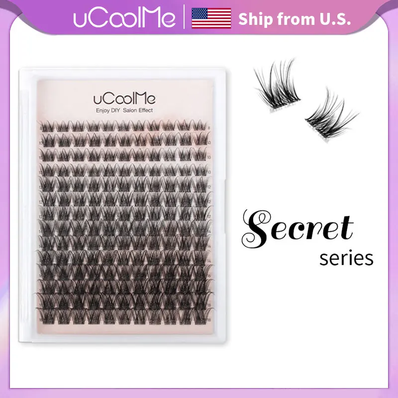 

uCoolMe Lashes Secret 0.05mm Fluffy C Curl 154 Pcs Individual Lash Clusters Home DIY False Eyelashes Extension Ship From U.S.