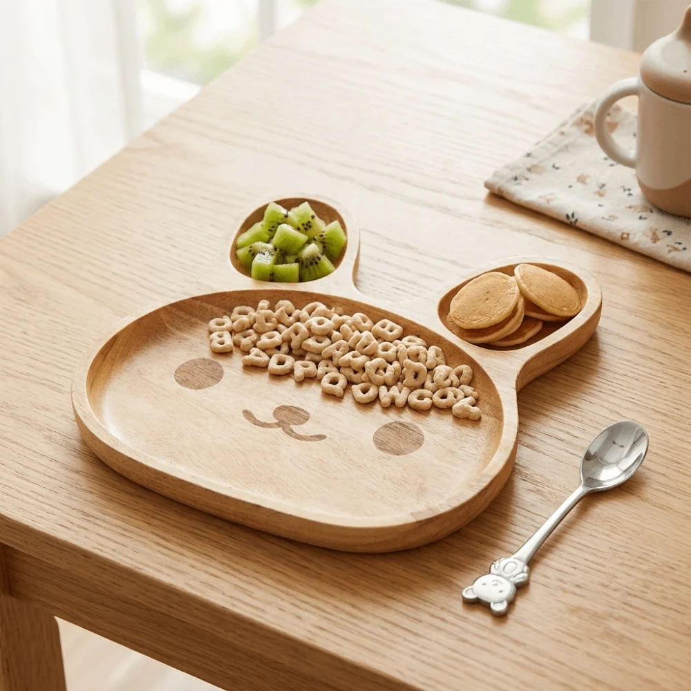 Wood Wooden Tray Smooth Burr-free Surrounding Anti-spill Edge Serving Plate Lovely Cartoon Thickened Tray Bottom