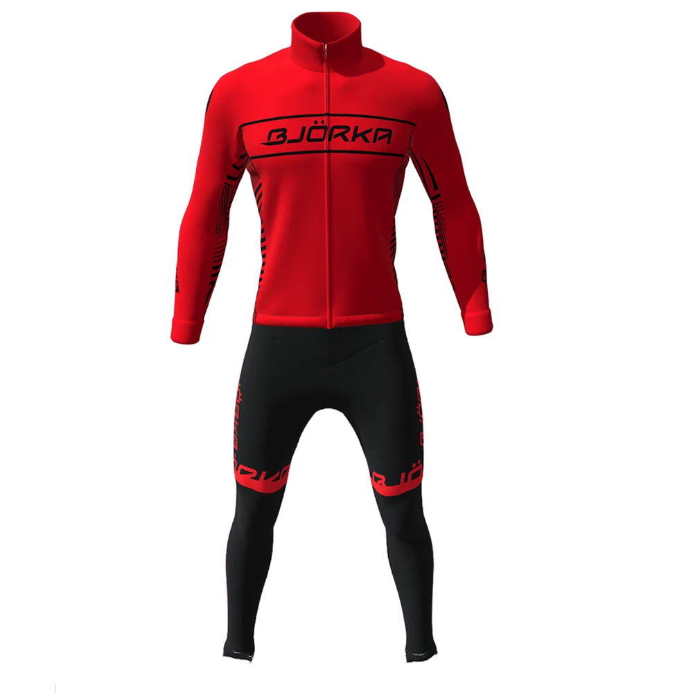 Winter Bjorka Cycling New Arrival Winter Men\'s Long Sleeve Jacket Suit Traje Ciclismo Hombre 2022 MTB Clothing Bike Bib Pant Set