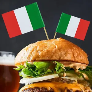 أغطية كب كيك خشبية إيطالية صغيرة ، مسواك علم إيطاليا ، لافتات إبداعية ، لوازم حفلات رياضية عالمية ، 100 قطعة أعلى 10 أعلام بيع عصا - No9