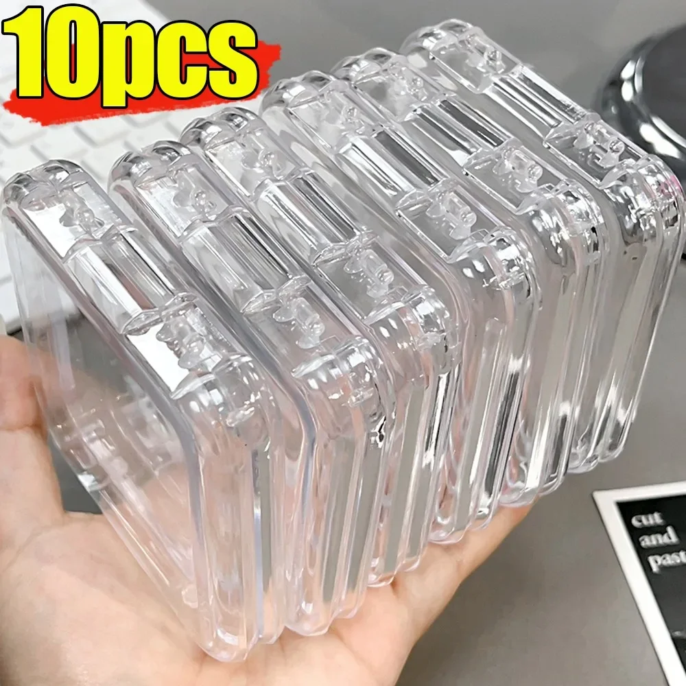 10/1PCS Transparent Acrylic Storage Box Portable Square Nail Container Jewelry Earring Rings Bracelet Badge Nail Packaging Case