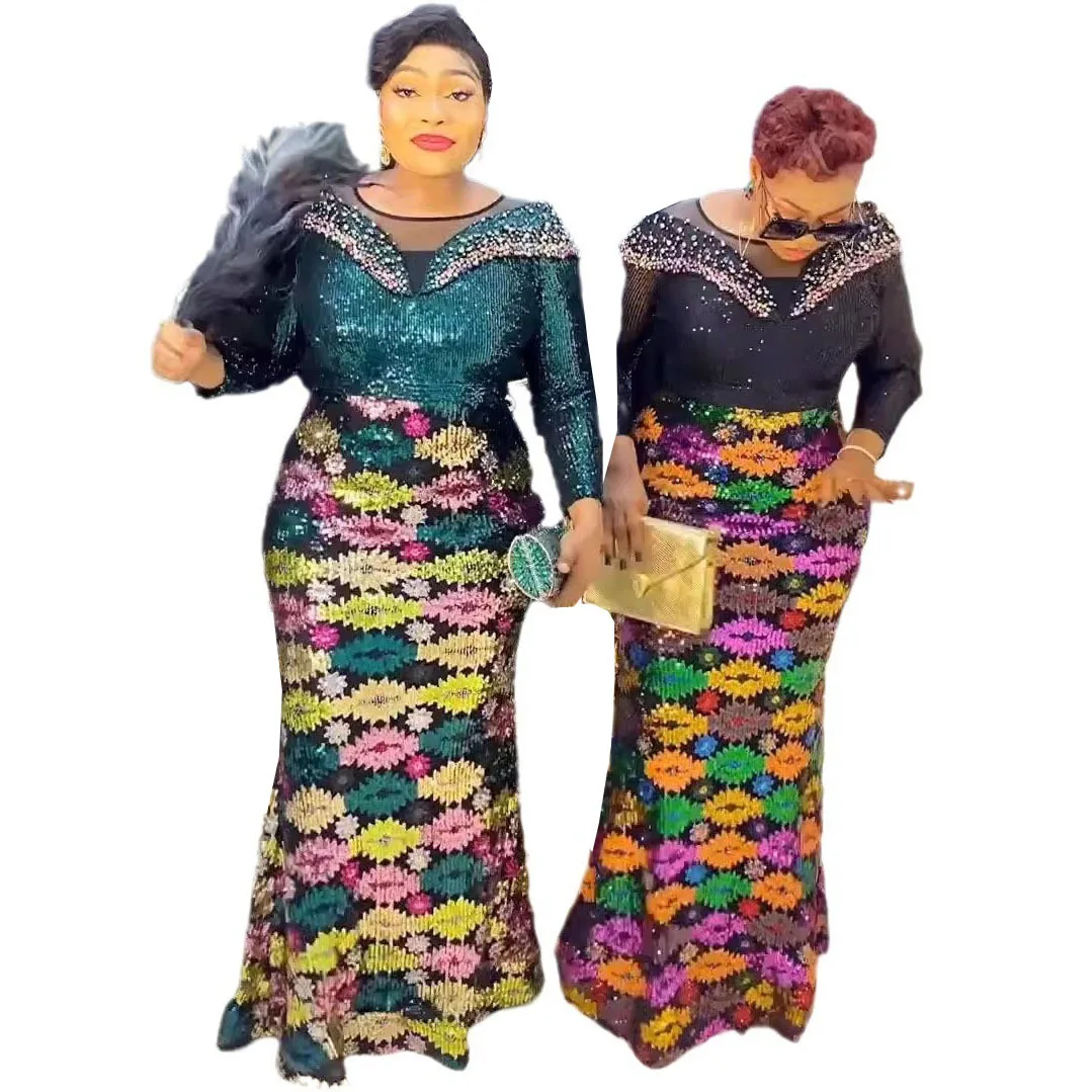 

Evening Gown Women's Slim Fit Long Sve Sparkling Dr rican Faion Sle Fi Tail Long Skirt Ball Dr