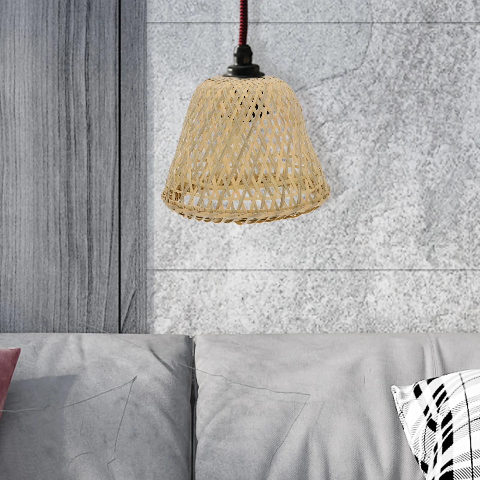 Lamps for Living Room Bamboo Lampshade Mini Chandelier Fall to The Ground Home Wicker Stick Holder