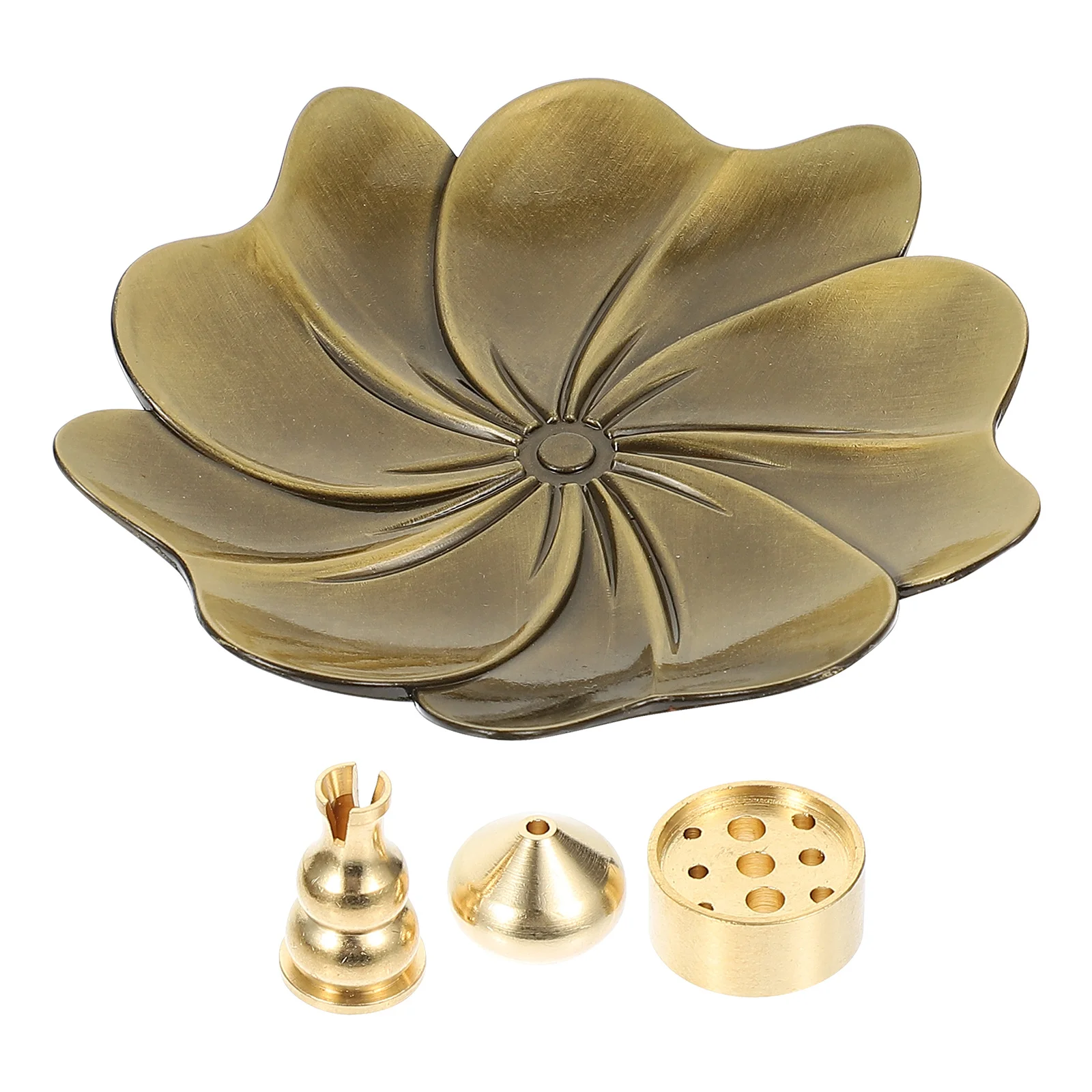 

1Set Exquisite Golden Flower Incense Burner Tray Vintage Style Aromatherapy Plate Household Home Decoration Ash Catcher Tea