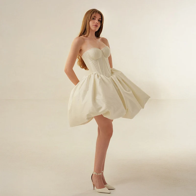 

Eightree 2026 Короткие свадебные платья в стиле бохо Милая атласное свадебное платье без рукавов Мини-вечернее свадебное бальное платье для выпускного вечера по индивидуальному заказу