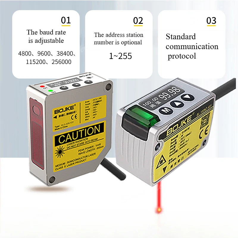 High precision 0.002mm laser displacement ranging sensor switch to measure thickness and height sensor analog quantity 485