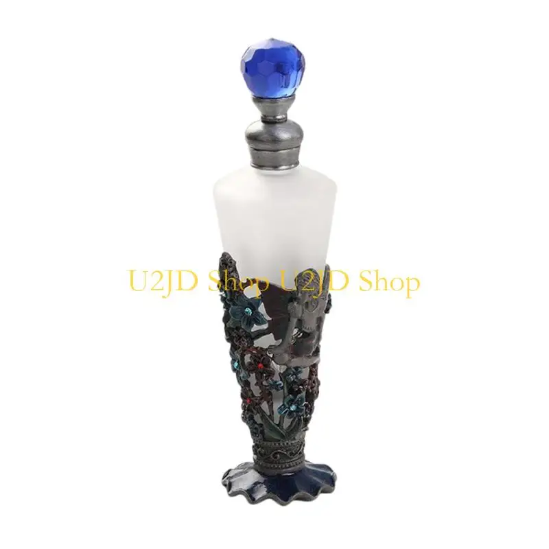 U2JD Exquisite Conical Glass Bottle With Enamel Art Design For Travel Use