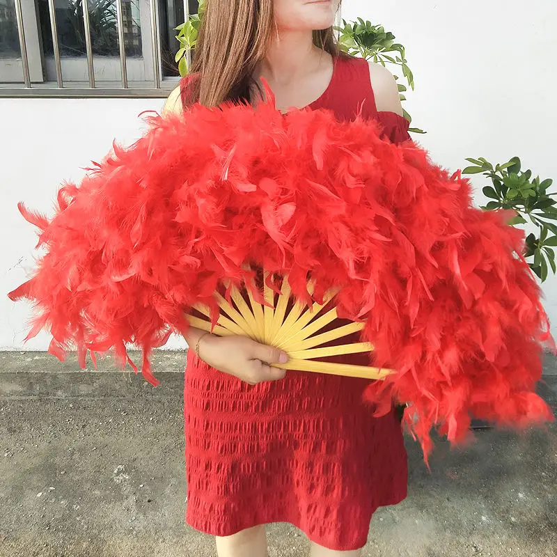 70*40cm Large Pink Feather Fan Photography Props Stage Performance Dance Fan Lolita Feather Folding Fan Wedding Party Decoration