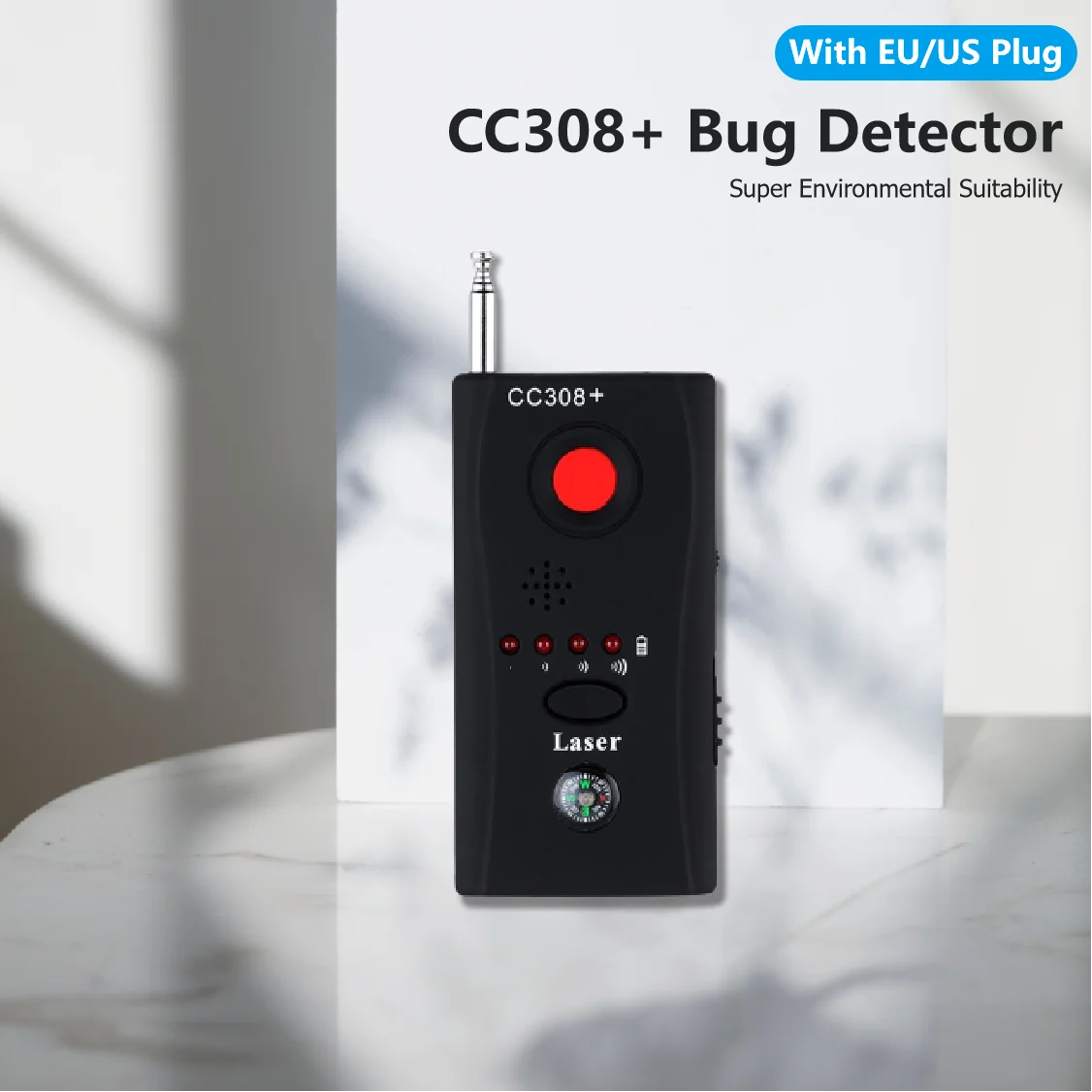 CC308+ Bug Detector EU/US Plug Multi-Function Wireless Camera Lens Signal DV Detector Finder Privacy Protect Security
