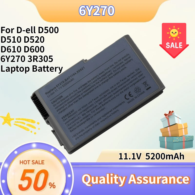 

High quality 11.1V 5200mAh Compatible with D-ell DELL D500 D510 D520 D610 D600 6Y270 3R305 Laptop Battery