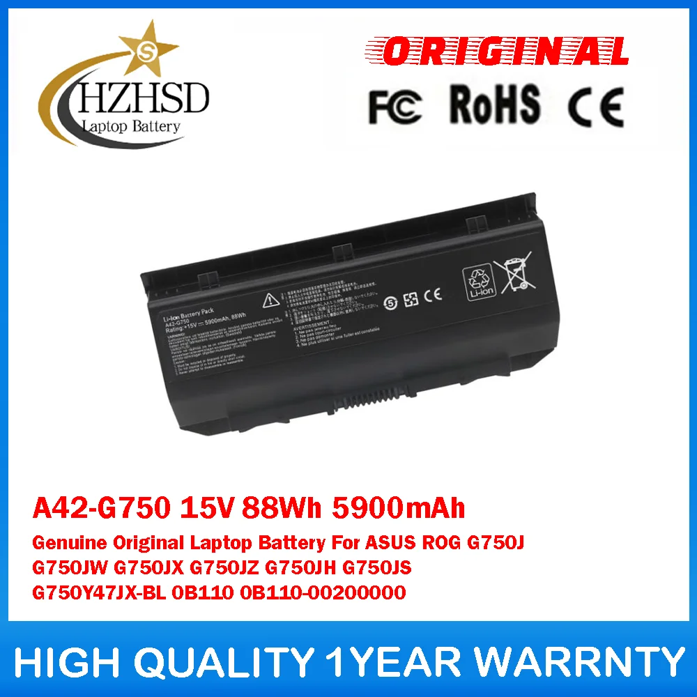 

A42-G750 15 В 88 Втч 5900 мАч Оригинальный аккумулятор для ноутбука ASUS ROG G750J G750JW G750JX G750JZ G750JH G750JS G750Y47JX-BL