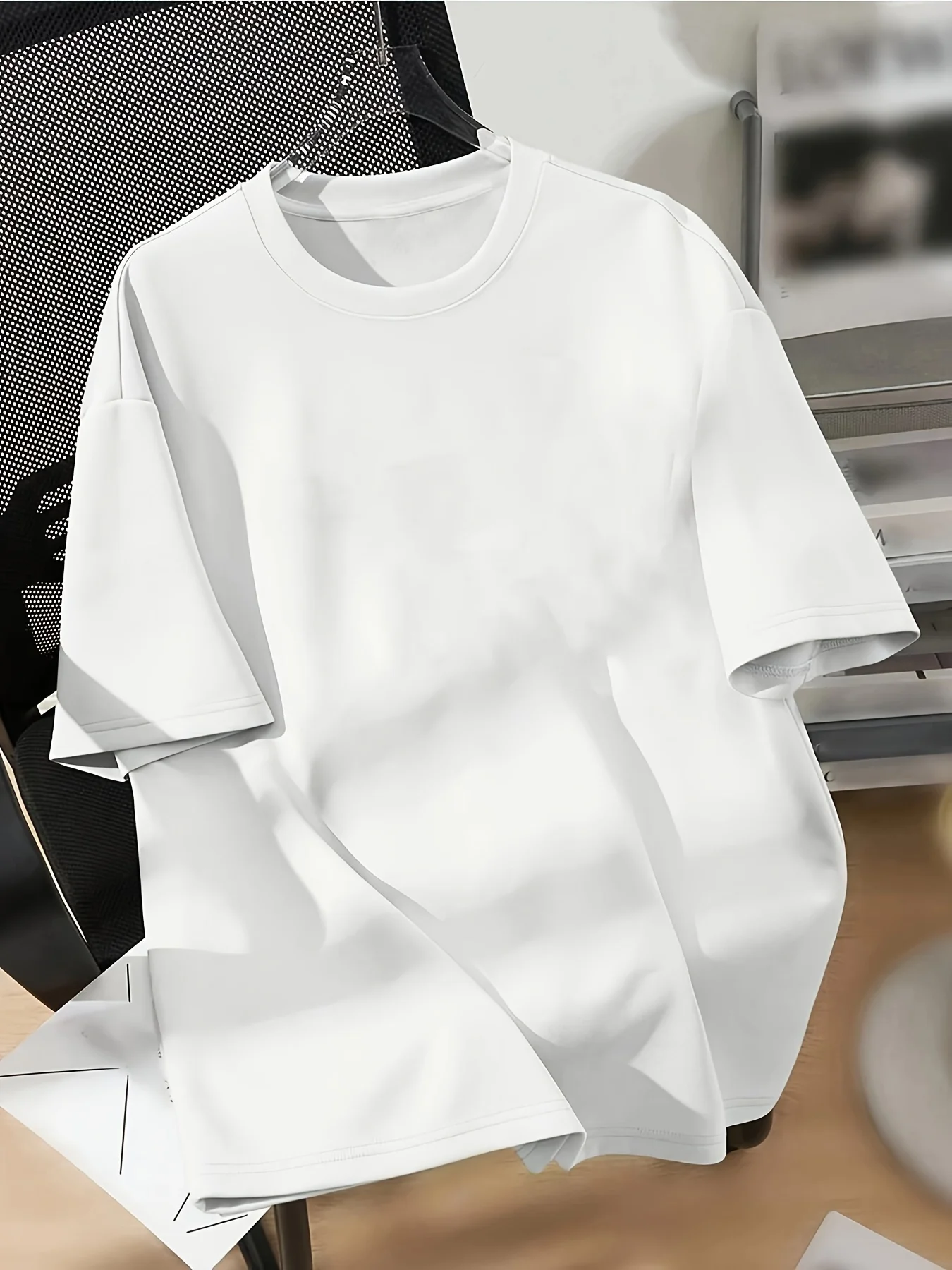 T-shirt met letterprint en verlaagde schouder, casual top met korte mouwen en ronde hals voor lente en zomer, dameskleding