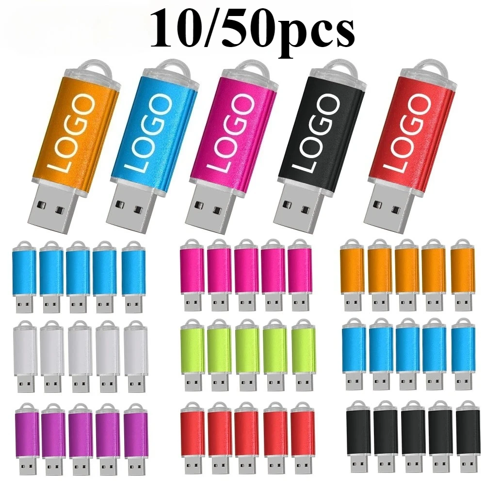 

10/50 шт. цветной USB-флеш-накопитель, 1 ГБ, 2 ГБ, 4 ГБ, 8 ГБ, 16 ГБ, флэш-накопитель, 32 ГБ, 64 ГБ, USB-накопитель, подарок, бесплатный индивидуальный логотип