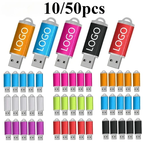 Imagen 1 del producto Unidad Flash USB de 10/50 Uds., unidad de bolígrafo de 1GB, 2GB, 4GB, 8GB, 16GB, memoria Pendrive de 32GB, 64GB, memoria USB, regalo, logotipo personalizado gratis