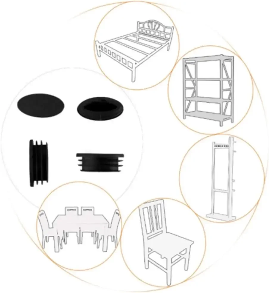 50/100pcs Oval Chair End Caps Tubing Plug Cap Furniture Oval Pads Silicone Chair Leg Cap for Desk Protector Leveling Feet System