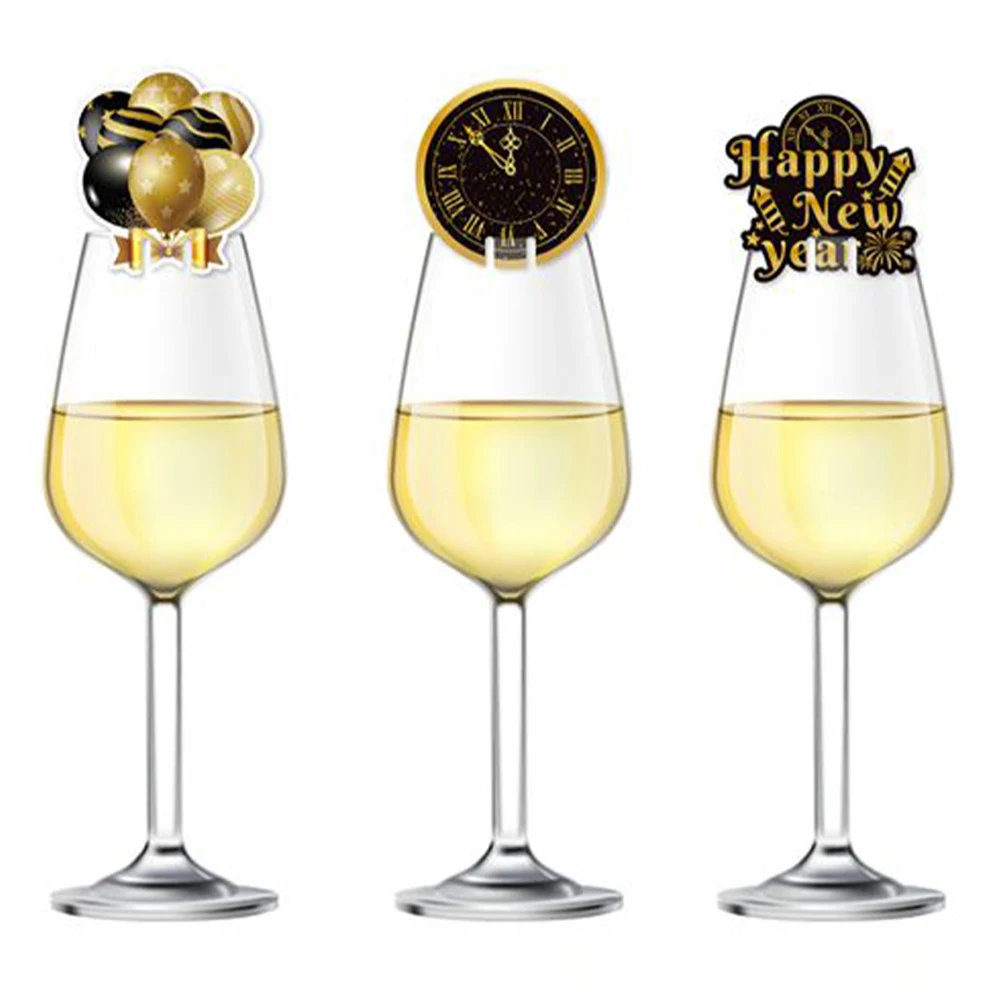 

2 Packs Glass Insert New Year Decoration Clip Charms for Stem Glasses Markers Cup Favor Party Supplies Bright Colors