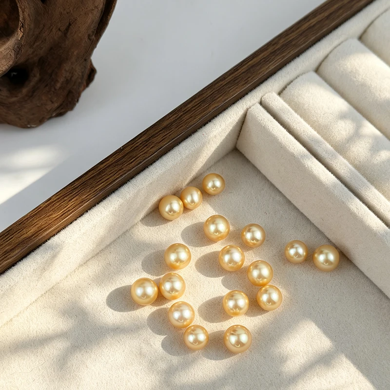 1PC 4A 5.5-6mm High Luster Perfect Round GOLD Pearl 100% Freshwater Loose Pearl DIY Jewelry Accessories
