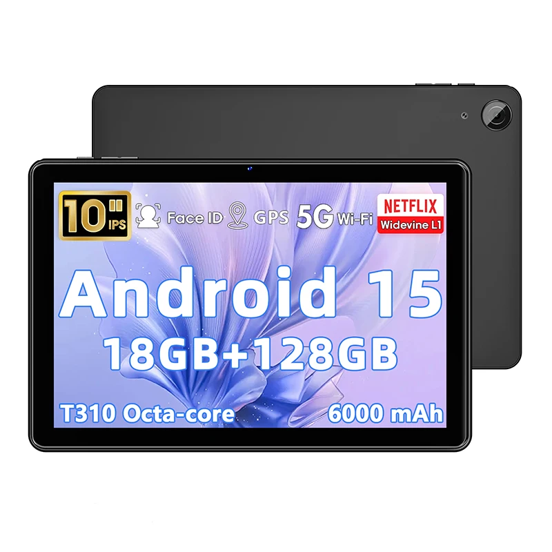 Android 15 Tablets 10 Inch Octa-Core 18GB RAM+128GB ROM+1TB Expand Tablets for Adults Widevine L1 GPS WiFi BT 5MP+8MP Camera