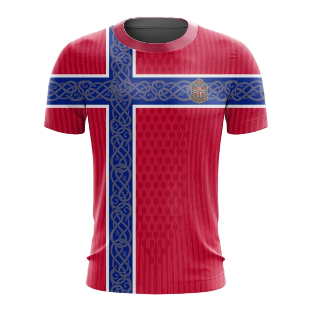 New Norwegian Flag Men's T-Shirt Custom Viking Celtic Cross 3D Print Short Sleeve Oversized Top Tee Retro Harajuku Men Clothing