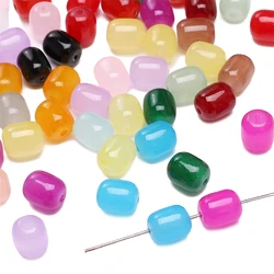 20pcs 8x10mm Glass Straight Hole Bead Loose Spacer Bead for Bracelet Necklace Earring DIY Jewelry Making Accessories