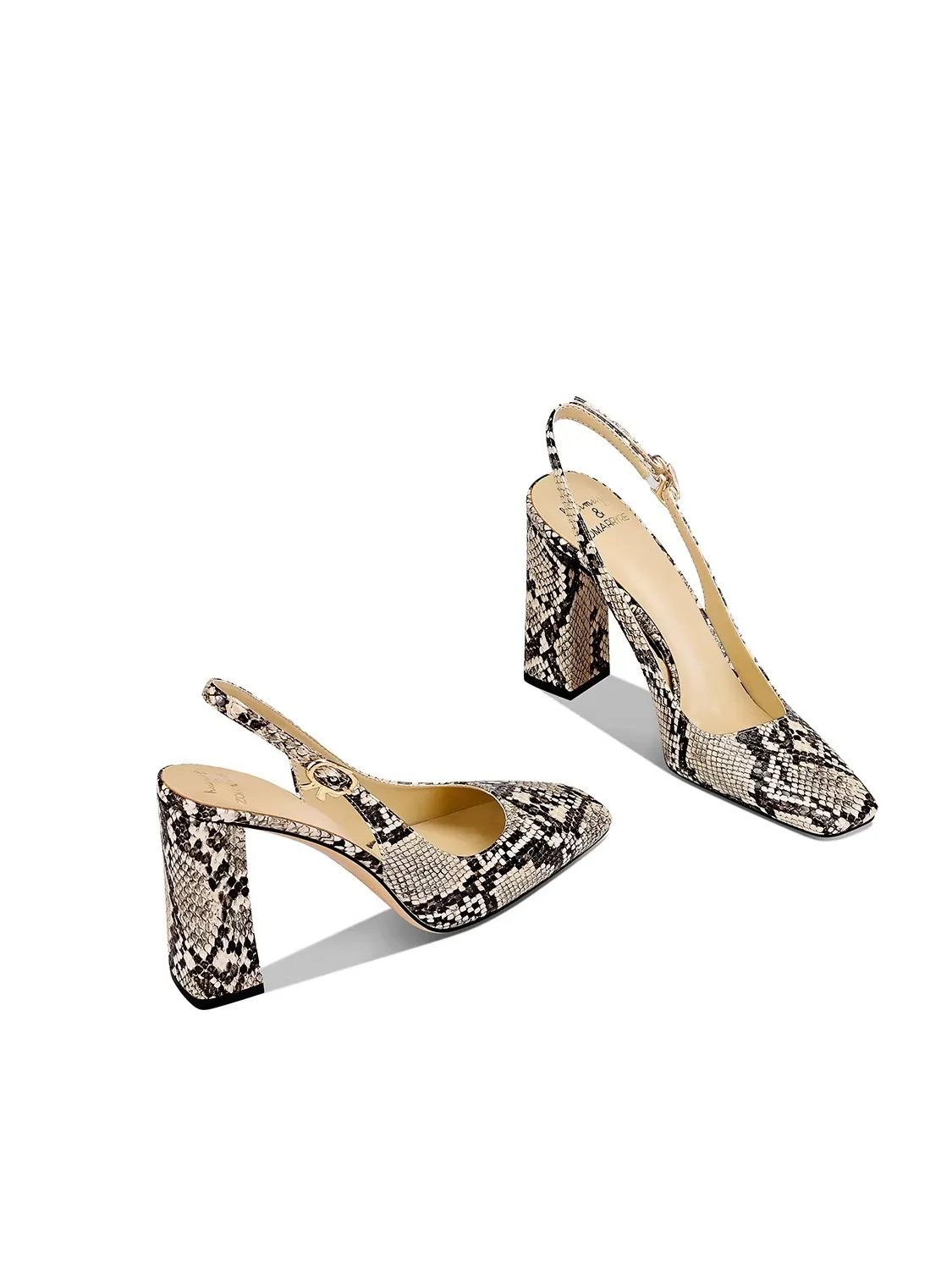 Spring and summer new square head snake pattern leather square heel sandals banquet large size small size high-heeled women shoe