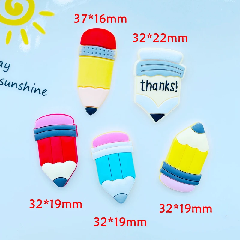 10 Pcs New Kawaii Cute Cartoon Stationery, Pen Flat Back Soft Glue Scrapbook Diy Party Hairpin Accessories Craft J85