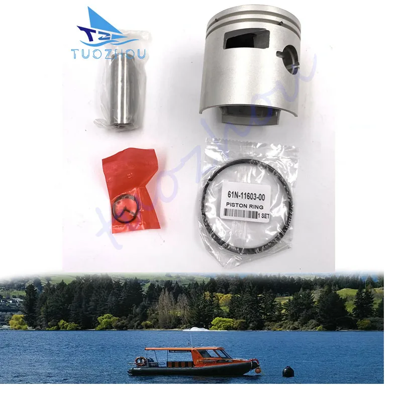 Boat Engine  STD 18-4144 Piston Set & 61N-11603-00  18-3957 Ring for Yamaha 25HP 30HP C30ELR C30MLH, 72mm STD  61N-11631-00-95