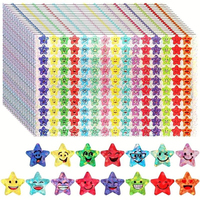 5-10Sheets Holographic Color Star Stickers for Wall Crafts Classroom Teachers Supplies for Kids Reward Foil Star Label Stickers