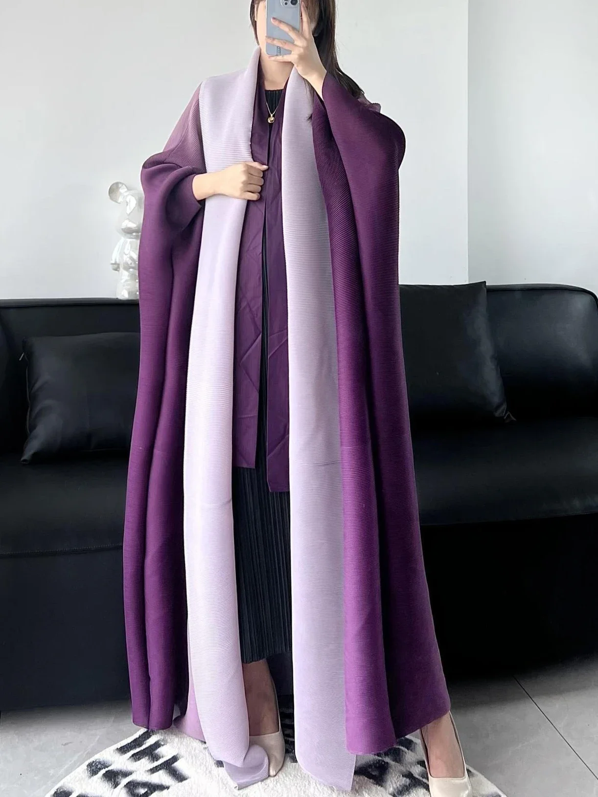 Muslimische Abaya Frauen Fledermaus Ärmel Plissee Strickjacke Offenes Kleid Marokko Kaftan Dubai Abayas Plus Größe frauen Luxus Mantel Eid Ramadan
