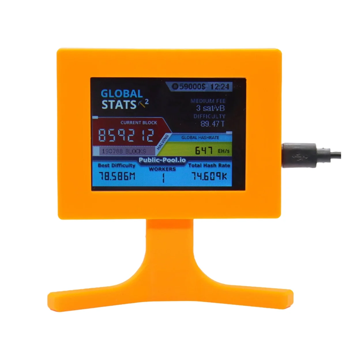 Nerdminer V2 56kh/S 2.8 Inch LCD Display Nerdminer Bitcoin Crypto Solo Lottery Desk Miner Cryptocurrency Miner Orange