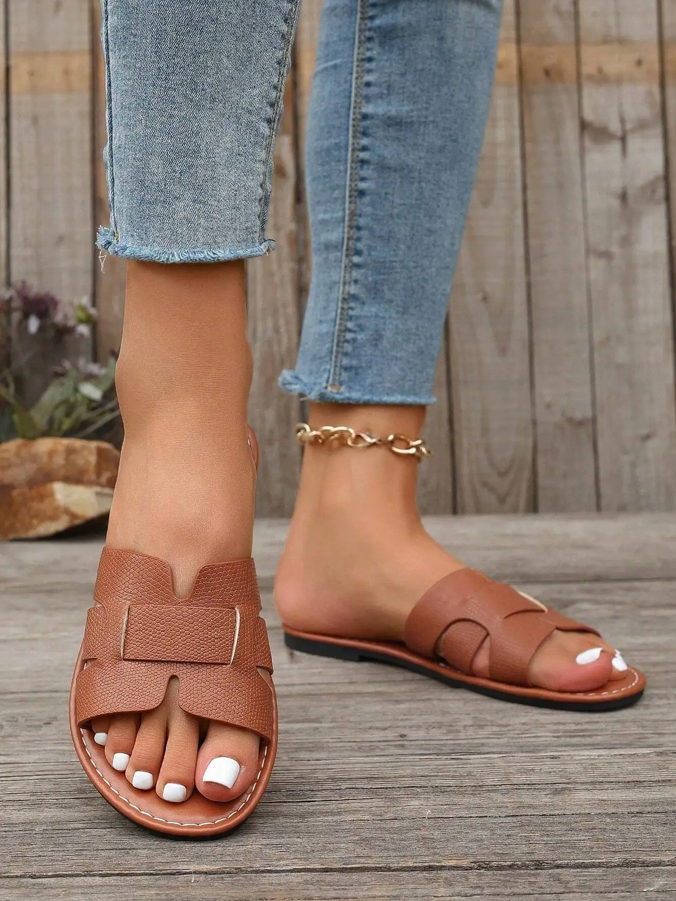 

Casual Flat Sandals For Women Korean Style Open Toe Summer Beach Slippers