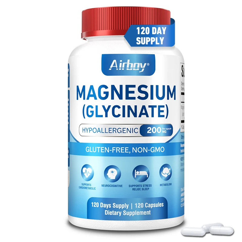 

Magnesium Glycinate Capsules - Helps with Stress, Muscle, Sleep, Joints, Bones, Immune and Cardiovascular Health