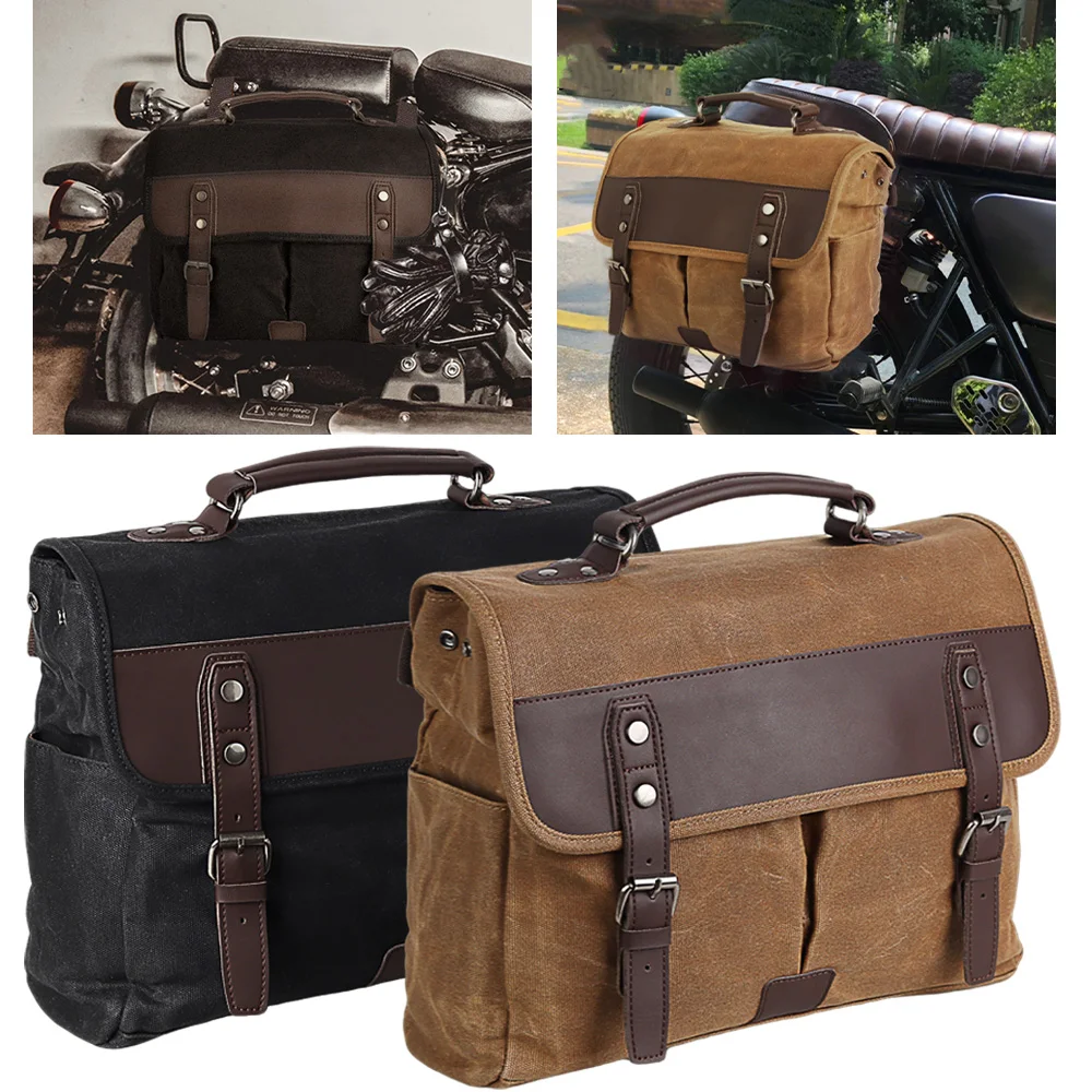 

Боковая сумка для мотоцикла, большая вместительная водонепроницаемая сумка на заднее сиденье в стиле ретро, сумка для багажа, велосипедная сумка для мотоцикла, универсальные седельные сумки