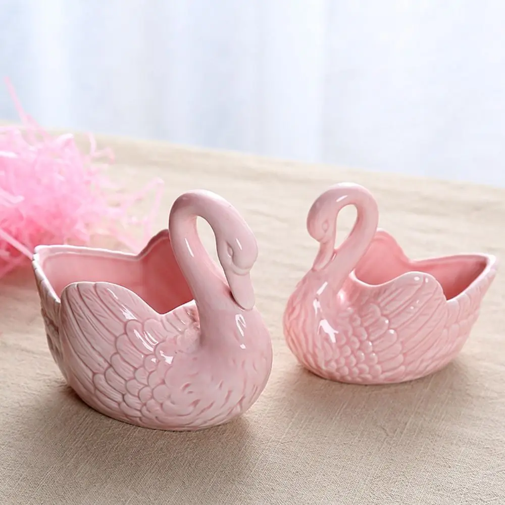 Ceramic 1Pcs Swan Creative Oranment Home Decoration Candlestick Storage Box Photography Prop Flower Pot