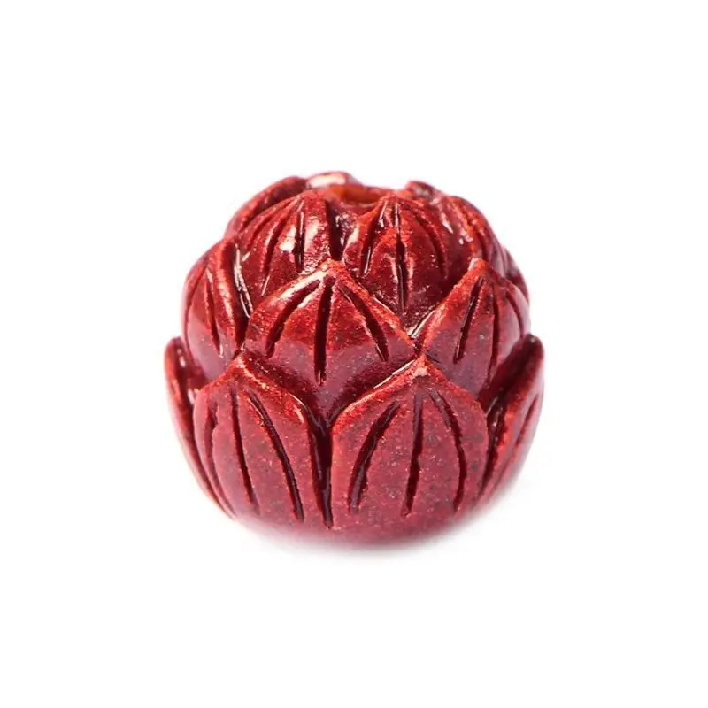 ￼ 5A cinabrio Natural Vermilion Budda Lotus cristal de cuarzo cuenta única joyería DIY