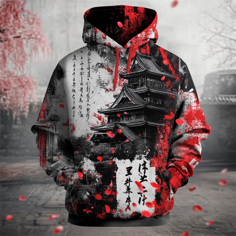 

New Hoodies Sweatshirt Men's Hoodie 3D Samurai Printed Pullovers Oversized Mens Tops Male Japanese Style Loose Vintage Hoodies