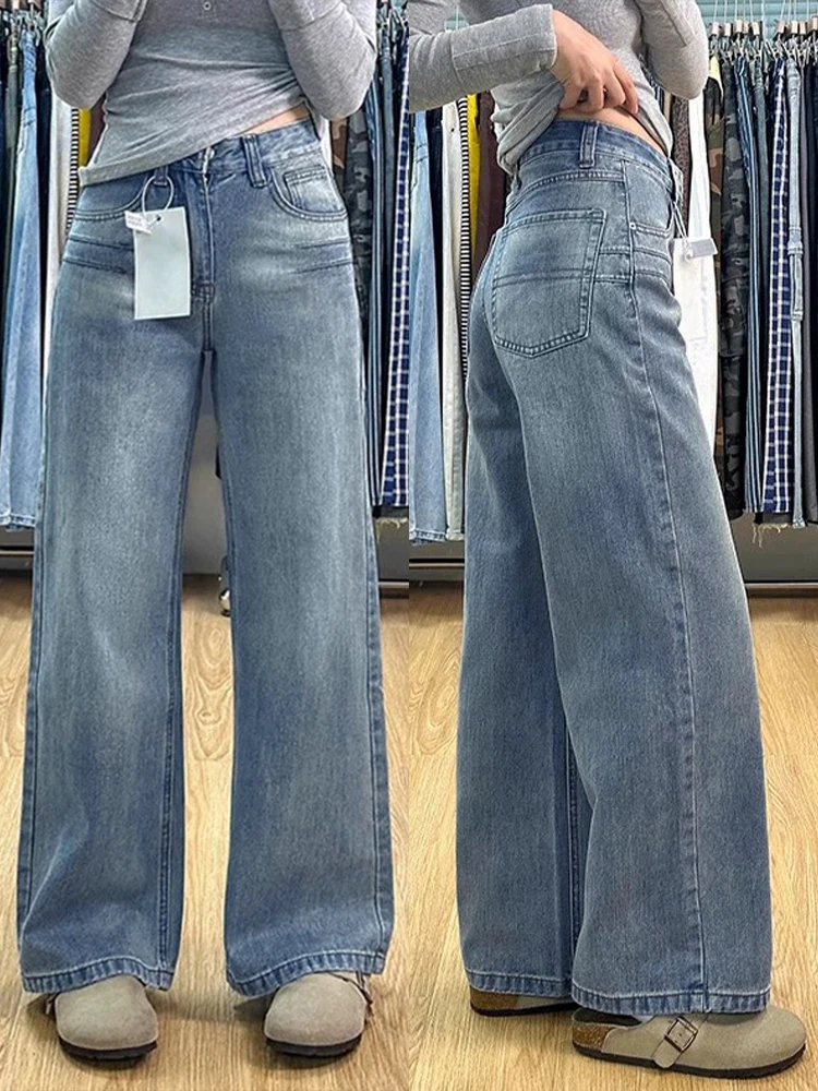 

High Waist Wide Leg Jeans Women's Loose Fit Straight Cut Long Pants Spring New Style plus Size Slimming Denim Trousers
